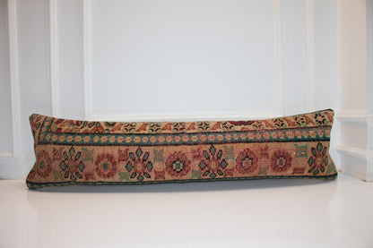 Heritage Anatolian Rug Bench Pillow 12x48, Terracotta Tribal Lumbar Cushion