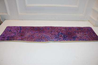 Magenta Vintage Rug Bench Pillow 12x48, Bohemian Floral Lumbar Cushion