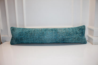 Handmade Kilim Bench Pillow, Vintage Turkish Rug Lumbar Cushion (12x48 inches)