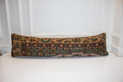 Handmade Kilim Bench Pillow, Vintage Anatolian Rug Lumbar Cushion, Tribal Bohemian Style