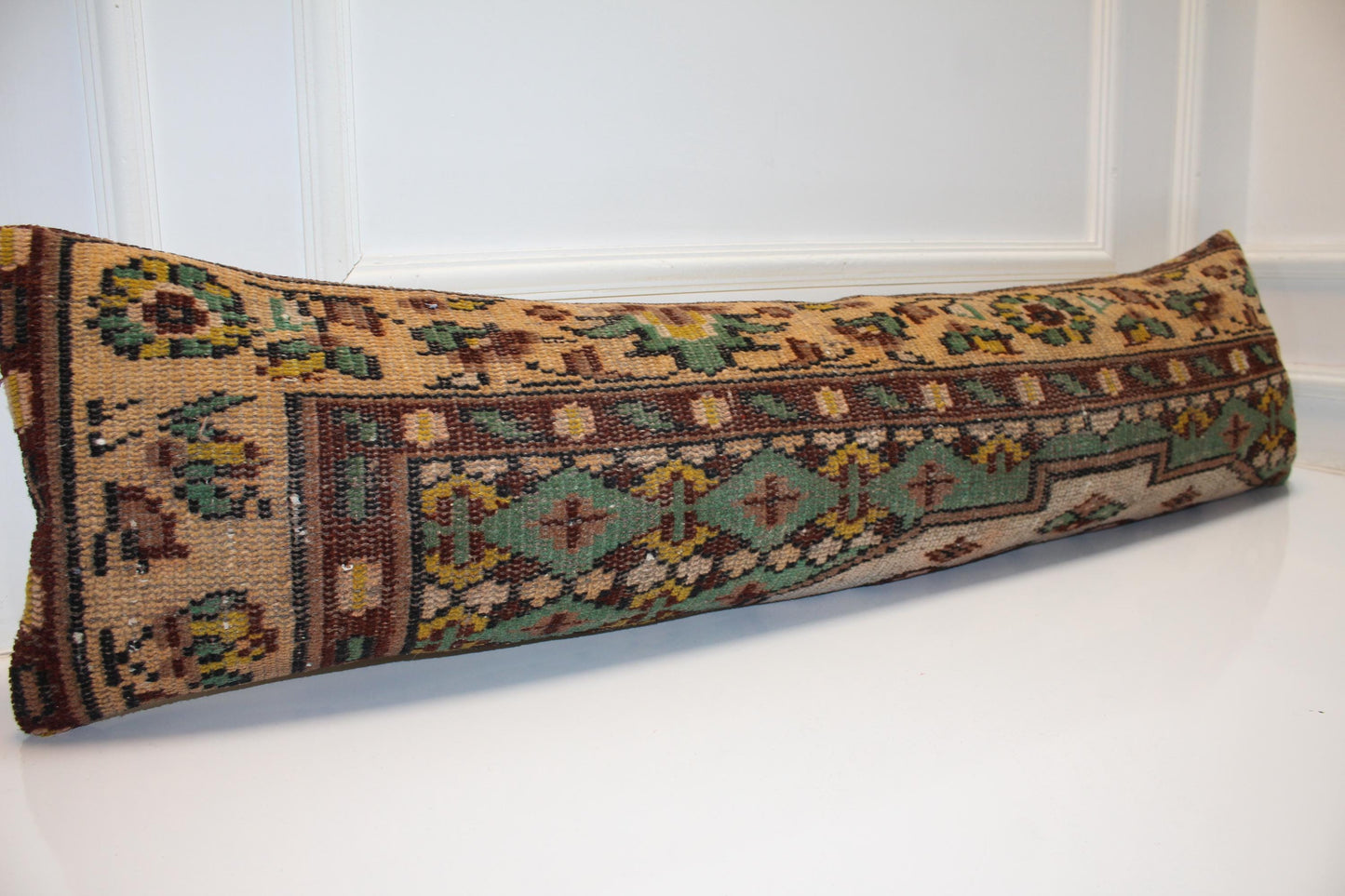 Handmade Kilim Bench Pillow, Vintage Anatolian Rug Lumbar Cushion, Tribal Bohemian Style
