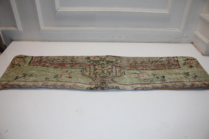 Muted Green Pink Long Lumbar Cushion, Elegant Botanical Sofa Pillow 12X48