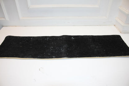 Black Vintage Turkish Rug Bench Pillow 12x48, Extra Long Lumbar Cushion