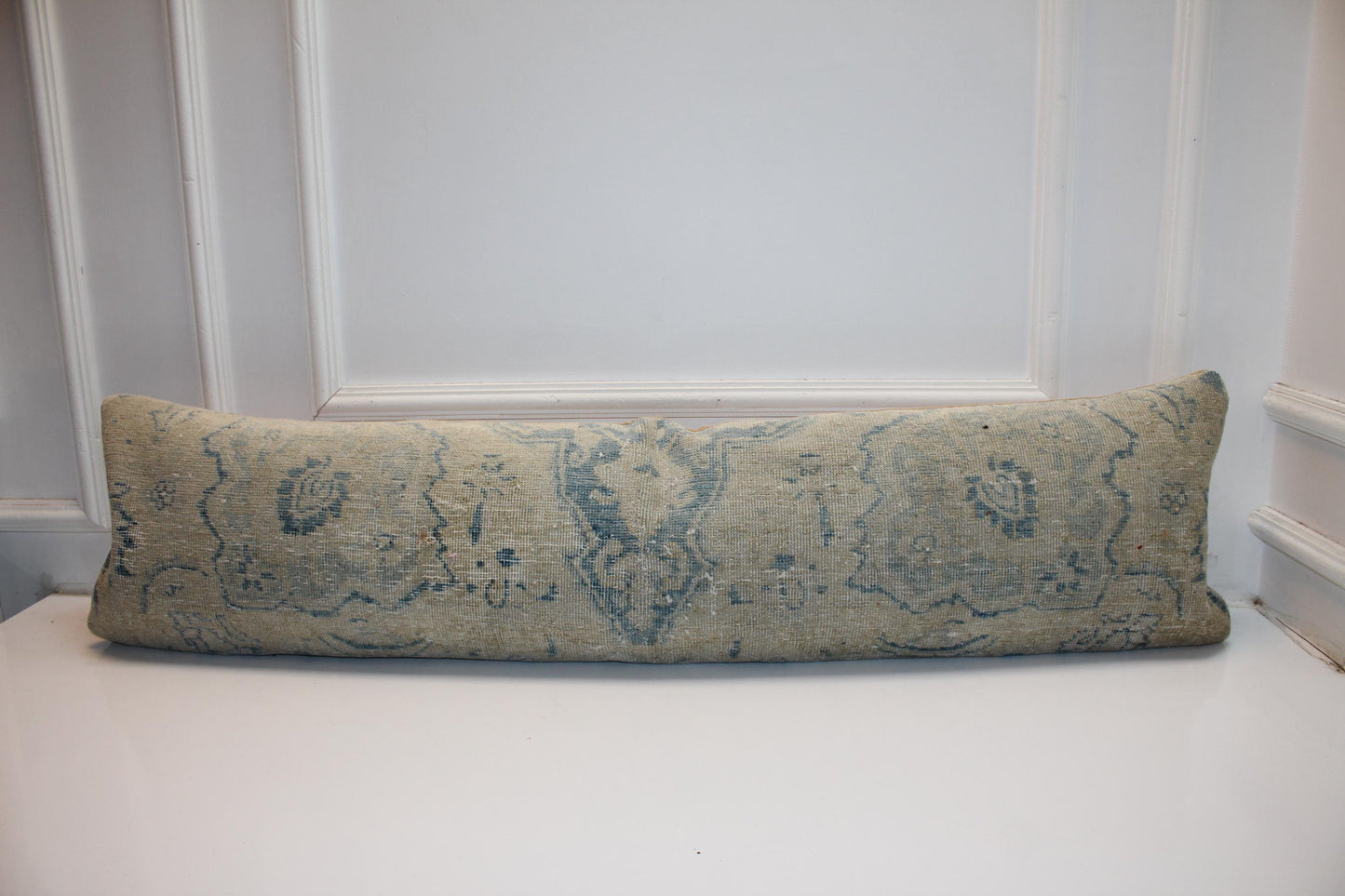 Heirloom Fade Anatolian Bench Pillow 12x48, Sand & Mist Blue Washed Textile