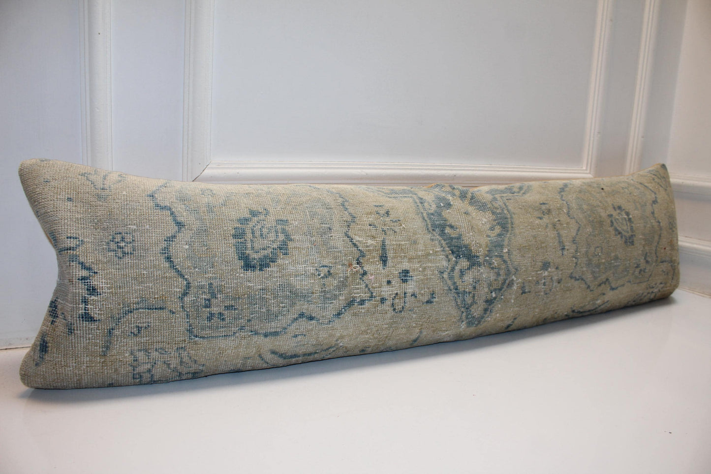 Heirloom Fade Anatolian Bench Pillow 12x48, Sand & Mist Blue Washed Textile