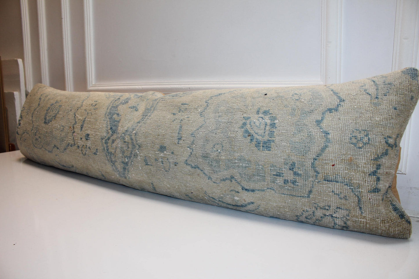 Heirloom Fade Anatolian Bench Pillow 12x48, Sand & Mist Blue Washed Textile