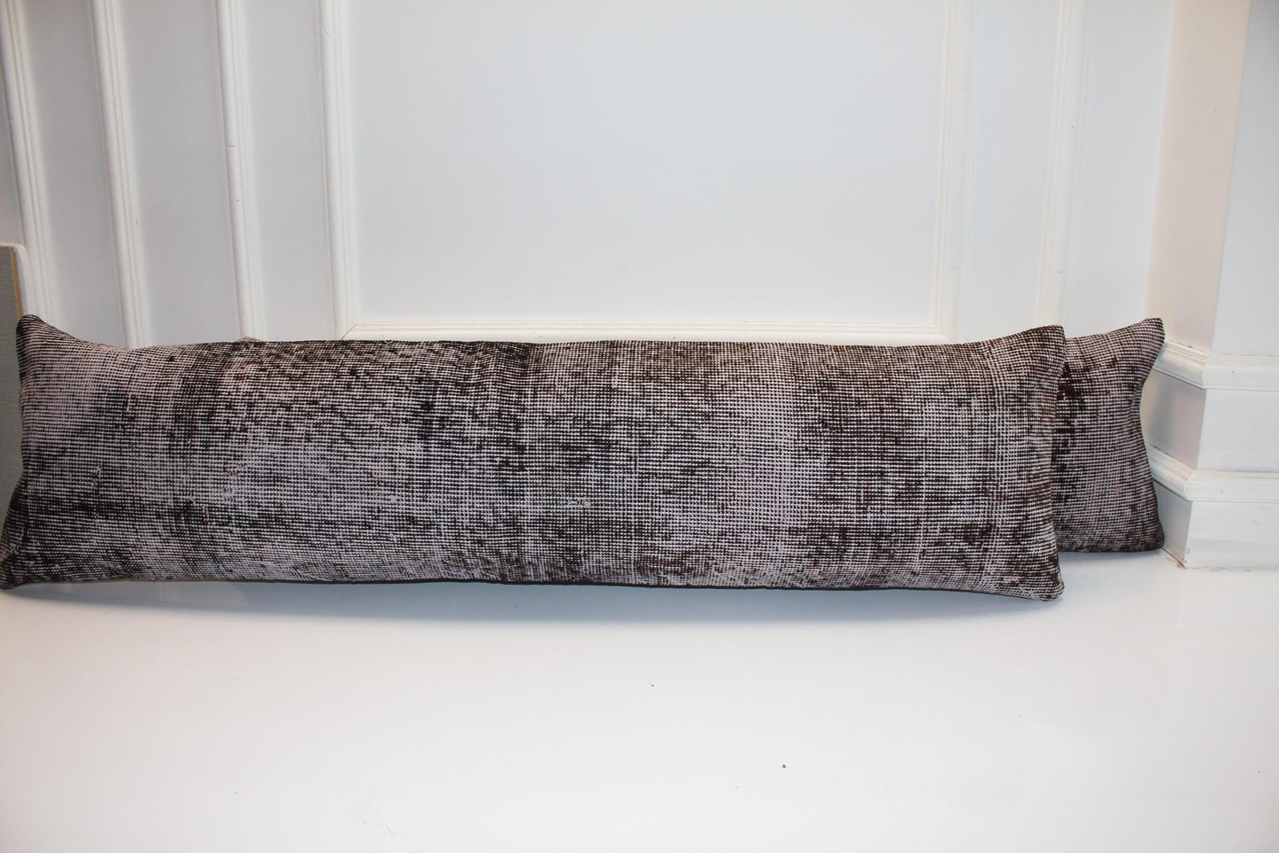 Noir Contrast Bench Pillow Set 12x48, Black & Ash Vintage Textile Duo