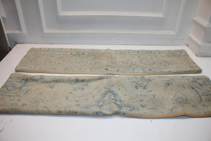 Seaside Calm Bench Pillow Set 12x48, Soft Sand & Ocean Blue Vintage Textile Duo